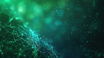 Digital abstract technology green data matrix with broad connection concept background wallpaper AI generated image
