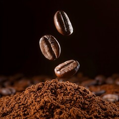 Coffee beans on a dark background