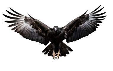 Obraz premium Fierce eagle with spread wings, showcasing its powerful flight, perfect for bird-of-prey and nature-themed projects.