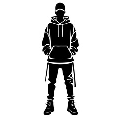 Street Style Silhouette of a Young Male in Hoodie and Sneakers