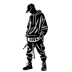 Street Style Silhouette of a Young Male in Hoodie and Sneakers