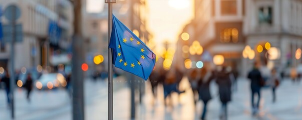 Flag of the European Union. EU. Symbol of the union of European states. Political, economic event. European Commission. Council of the European Union.