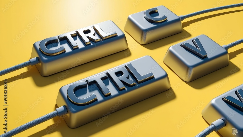 Poster copy and paste keyboard keys illustration