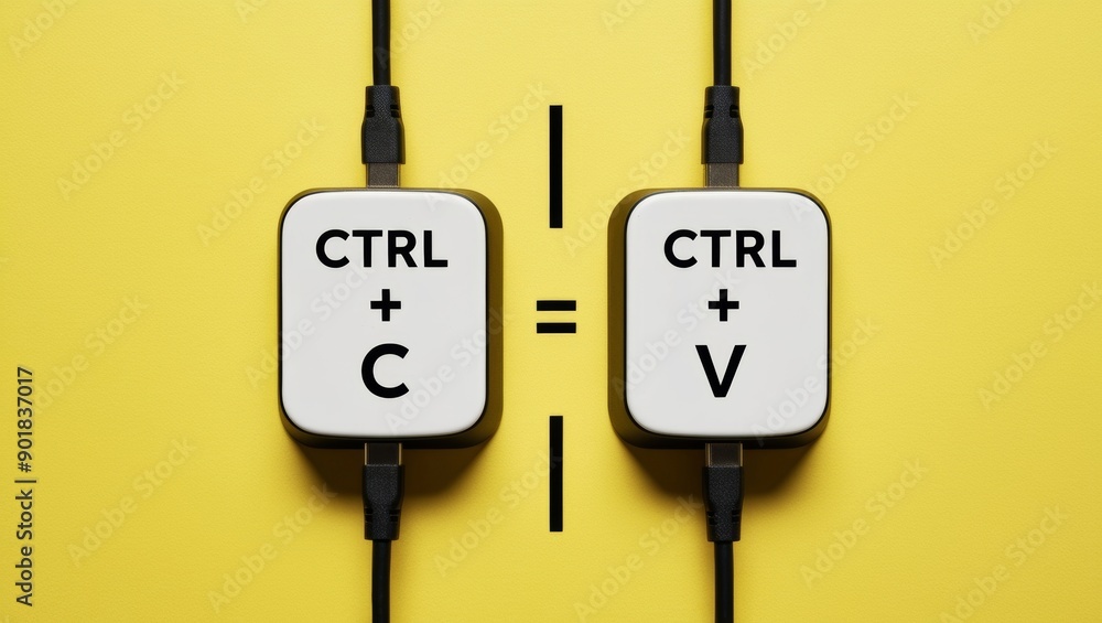 Poster copy and paste keyboard keys illustration