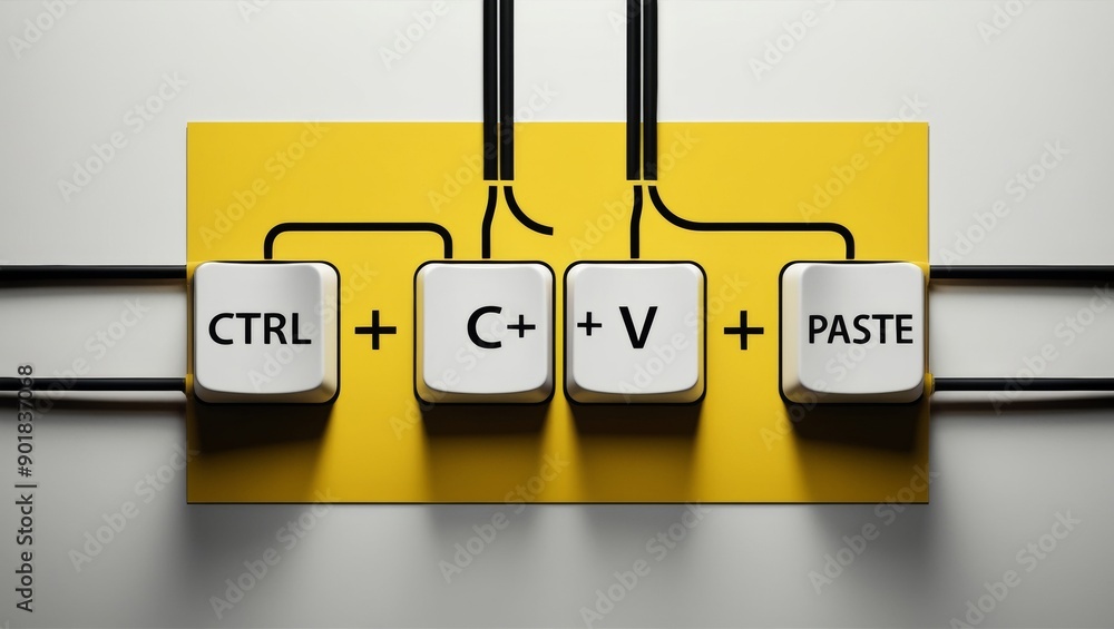 Poster Copy and Paste Keyboard Keys Illustration