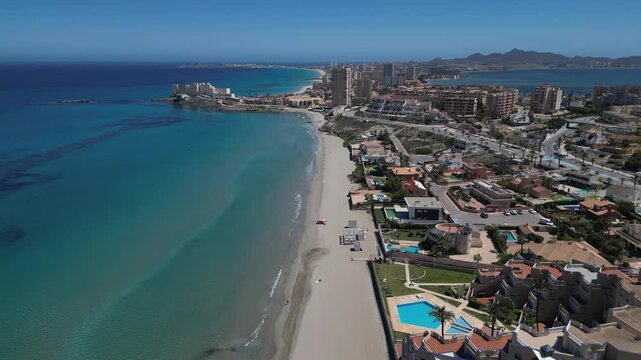 Aerial view of La Manga del Mar Menor, Region of Murcia, Spain