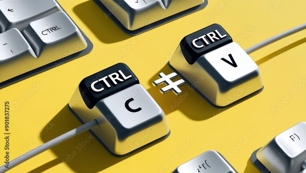 Poster copy and paste keyboard keys illustration