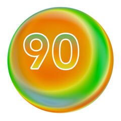 Colorful gradient sphere with number 90