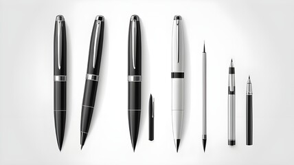 set of pens isolated