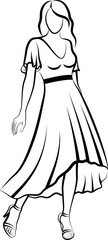 Sketch of Woman In Gown. Vector illustration