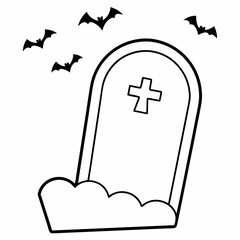 Halloween Grave  Silhouette Vector illustration
