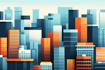 Flat design top view of urban cityscape with market areas, city theme