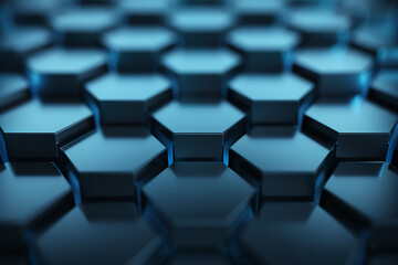 Fototapeta premium Layered hexagons forming a futuristic cityscape, abstract urban design, complex structure