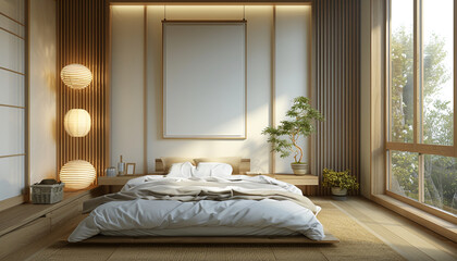 Modern Japanese bedroom traditional elements