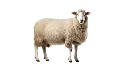 Fototapeta premium Fluffy sheep with woolly coat, ideal for farm and livestock-themed projects.