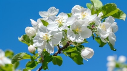 Obraz premium Apple blossoms in full bloom on a tree branch