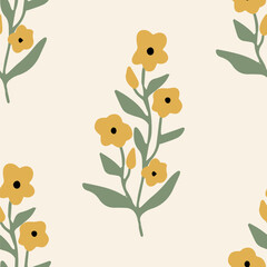 Floral seamless pattern. Cute summer background with flowers and leaves. Modern floral compositions. Fashion vector stock illustration for wallpaper, posters, card, fabric, textile