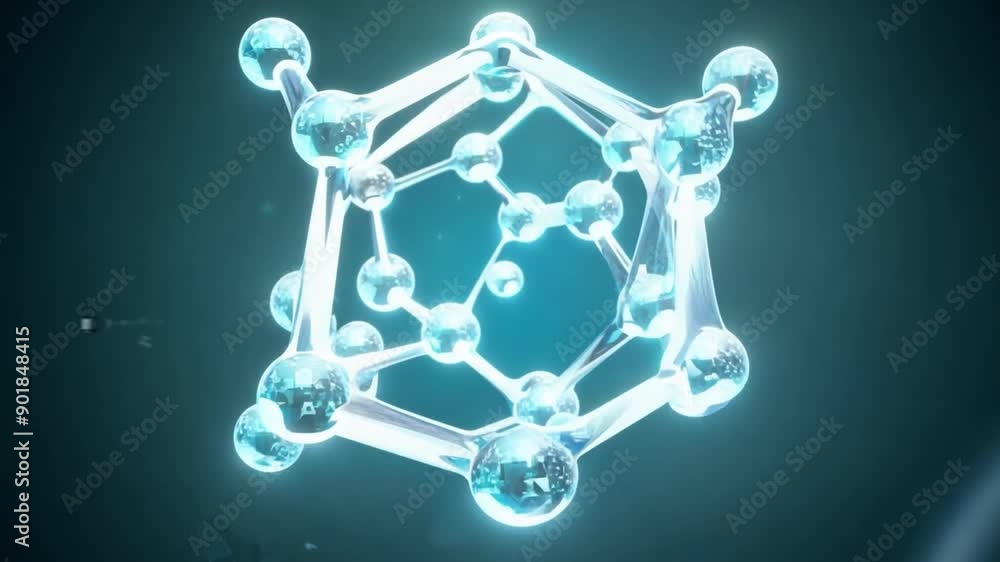 Poster a glowing blue molecular structure floats in a dark, seemingly empty space.