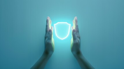 Serene Praying Hands with Glowing Divine Shield - Conceptual Art of Faith and Protection