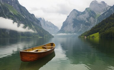 Obraz premium Rowboat on a Mountain Lake