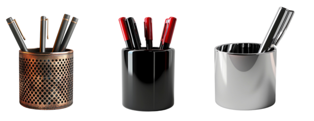 A pen holder isolated on a white background.