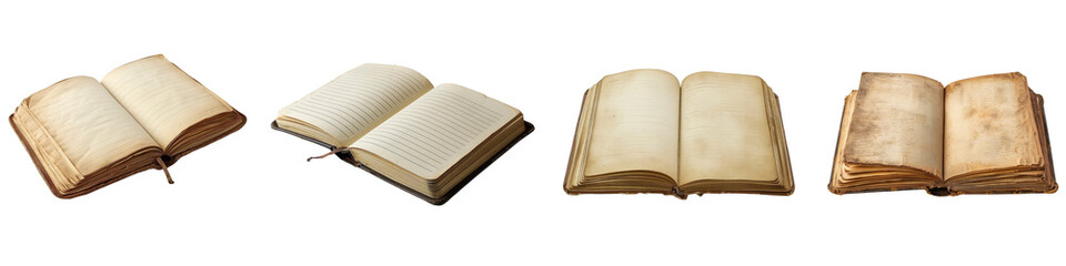 Naklejka premium An open notebook isolated on a white background.