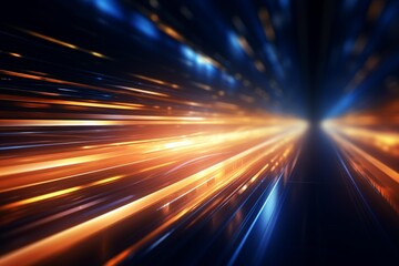 Abstract background with blue and orange neon light lines in motion Perfect for futuristic, tech, and digital designs