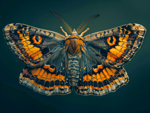 Colorful moth cloae up