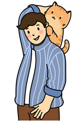 Human hug kitten cartoon cute catperson minimal illustration kitten petlover