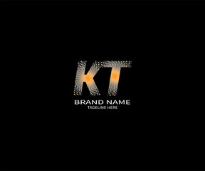 KT letter logo design on black background. KT creative initials letter logo concept. KT unique design.