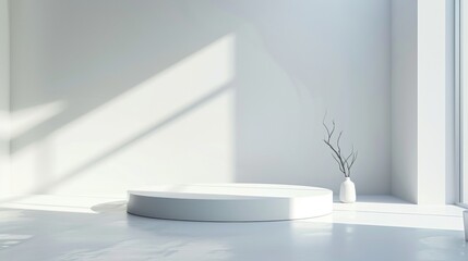 Minimalist white room with natural light