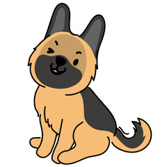 American shepherd puppy cartoon drawing