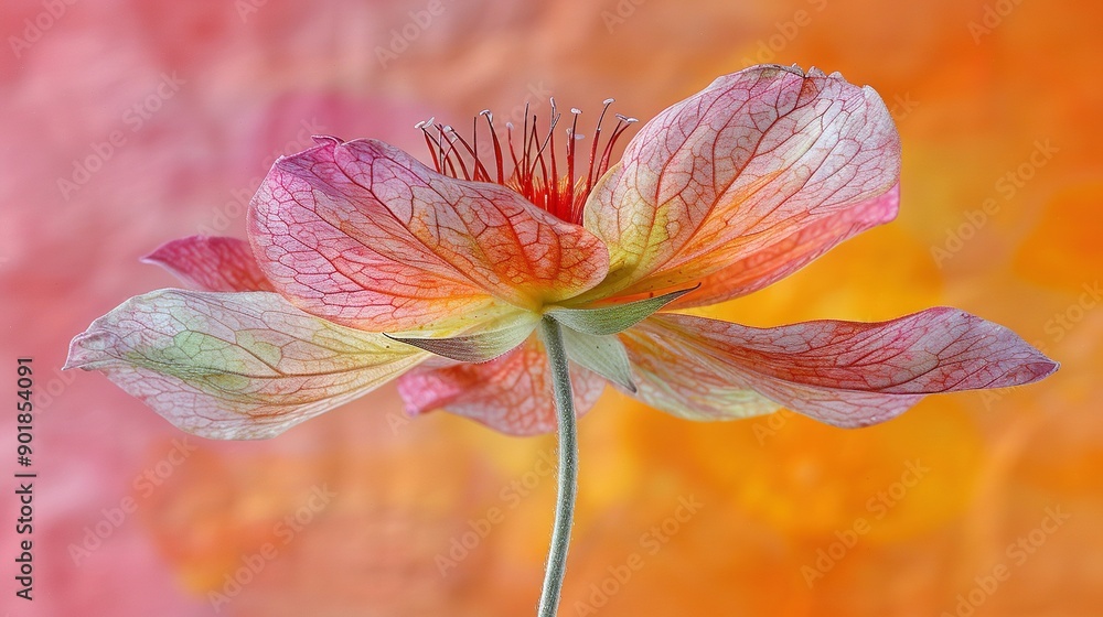 Aufkleber a high-resolution macro shot of a vibrant flower against a warm background the out-of-focus backgrou