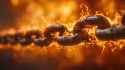 Obraz premium Fiery Chain in Flames, Perfect for Symbolic and Conceptual Art