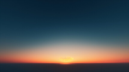 Obraz premium Serene Minimalist Sunset Transitioning from Dark Blue to Vibrant Orange on the Horizon