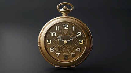 A 3D icon of a classic gold pocket watch with modern digital numbers, symbolizing the evolution and history of economic theories and practices.