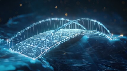 A 3D icon of a bridge made of light extending over a digital chasm, symbolizing overcoming challenges in delivery logistics.