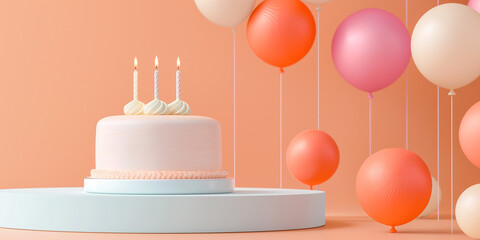 Birthday Celebration - 5x7 Pastel Orange Card Mockup with Straight-On View for Portraits