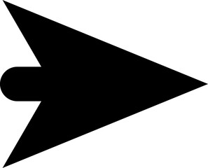 Black arrow icon sign isolated on transparent background.