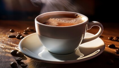 Obraz premium Steaming Coffee Cup