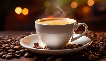 Obraz premium Steaming Coffee Cup