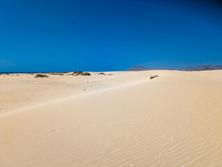 Aerial view of Dunas de Corralejo beach in Fuerteventura, Canary Island