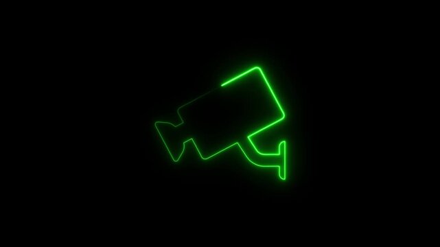 Neon line Security cctv camera icon.Surveillance camera,monitoring, safety home protection system.