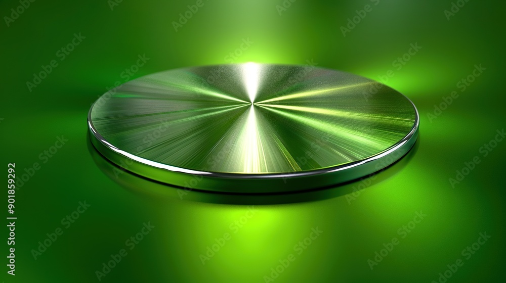 Poster a close-up photo of a metallic item resting on a verdant backdrop, with a fuzzy focus on the object'