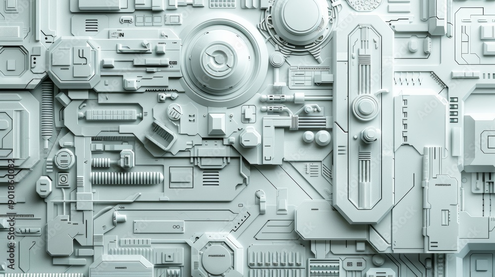 Wall mural innovative big data technology and cyber security concept in paper art style with futuristic element