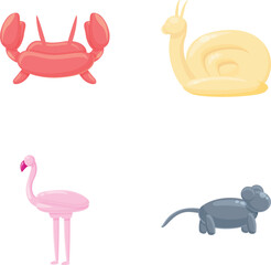 Inflatable animal icons set cartoon vector. Various animal from colored balloon. Celebratory balloon