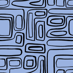 Abstract Organic Shapes Seamless Pattern. Pastel boho background in minimalist mid century style. Perfect seamless print for home decor.