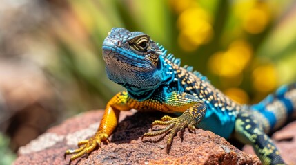 Gallotia lizard basking in the sun on a rock