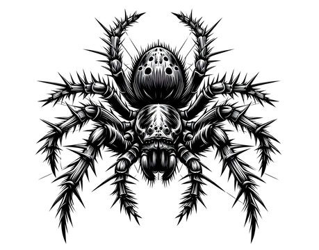 spider vector art illustration design top view isolated on a transparent background