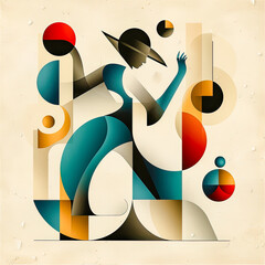 Abstract Expression of Dance and Music A Modern Graphic Art Depiction of a Dancer in Motion Featuring Fluid Lines and Vibrant Colors Capturing the Rhythm and Elegance of Movement Digital Art Backgroun